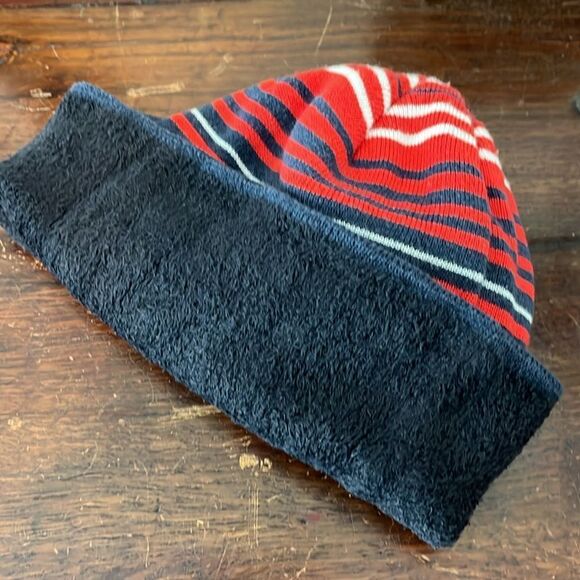 Soft Adidas New England Revolution MLS Striped Knit Beanie Soccer Team Cap Hat - Picture 3 of 4